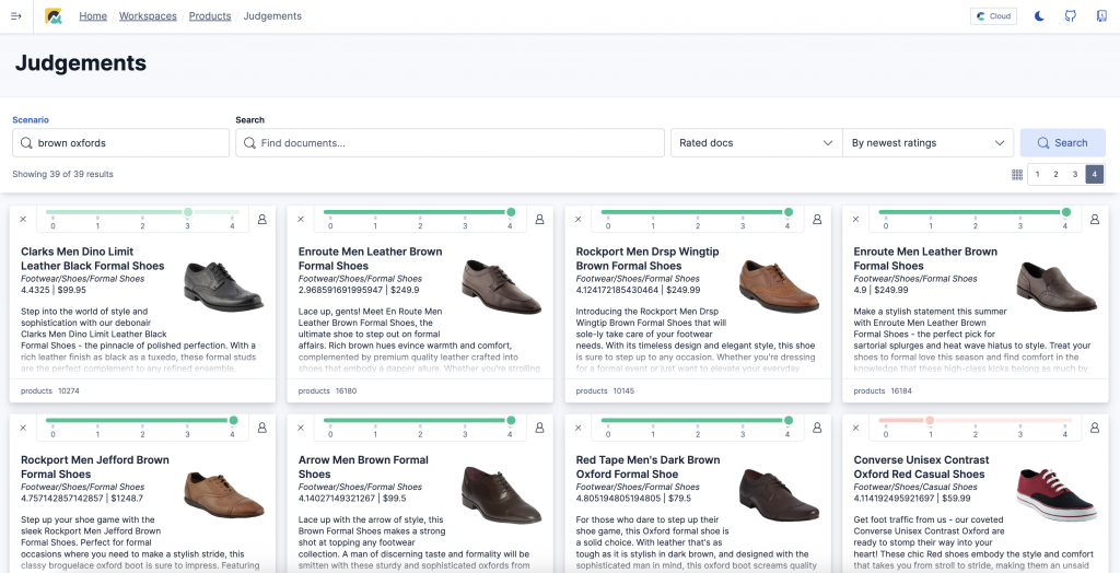 Elasticsearch tools for judgements for search engine tuning